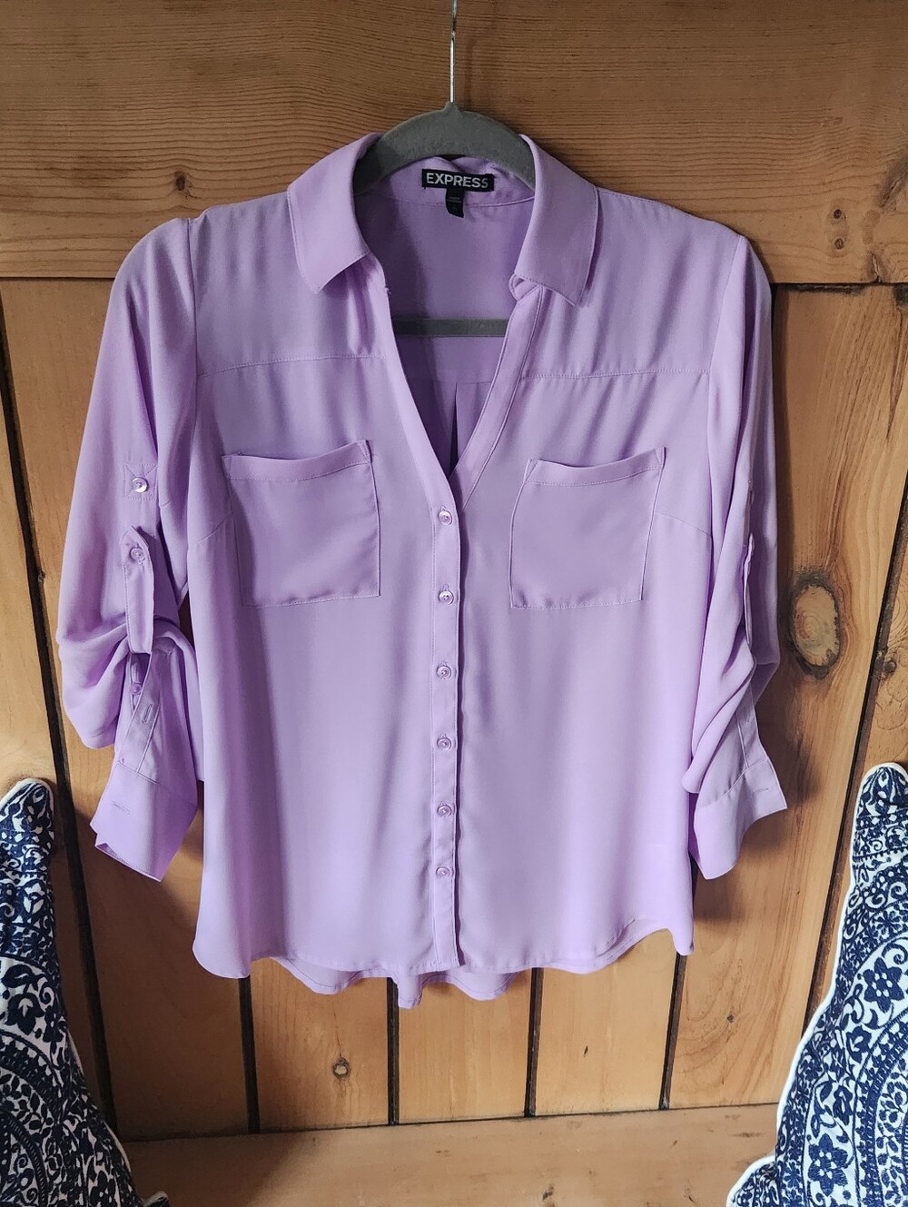 Express Lavender Womens Size Small Portofino Blouse with Convertable Sleeves